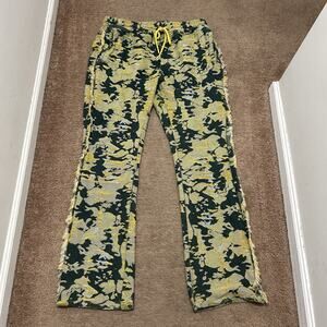 Taker Tapestry Jogger Pants Size XL Fringe Camo Green & Yellow
